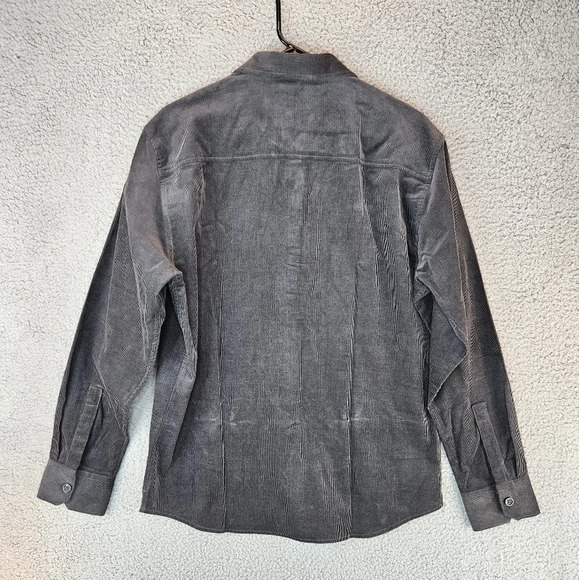 WestZeroOne Mens Charcoal Gray Corduroy Shirt Jacket Sz M All Cotton Button - Picture 7 of 10